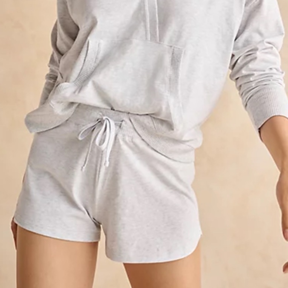 NWT The White Company Organic Cotton Rib-Trim Shorts, sz L, Cloud Marl